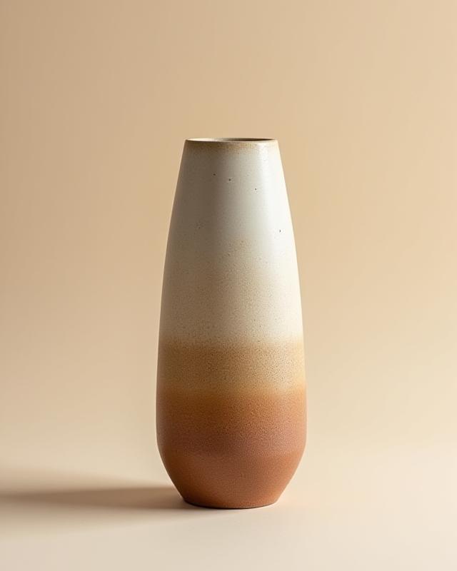 Høj, slank vase i jordfarver