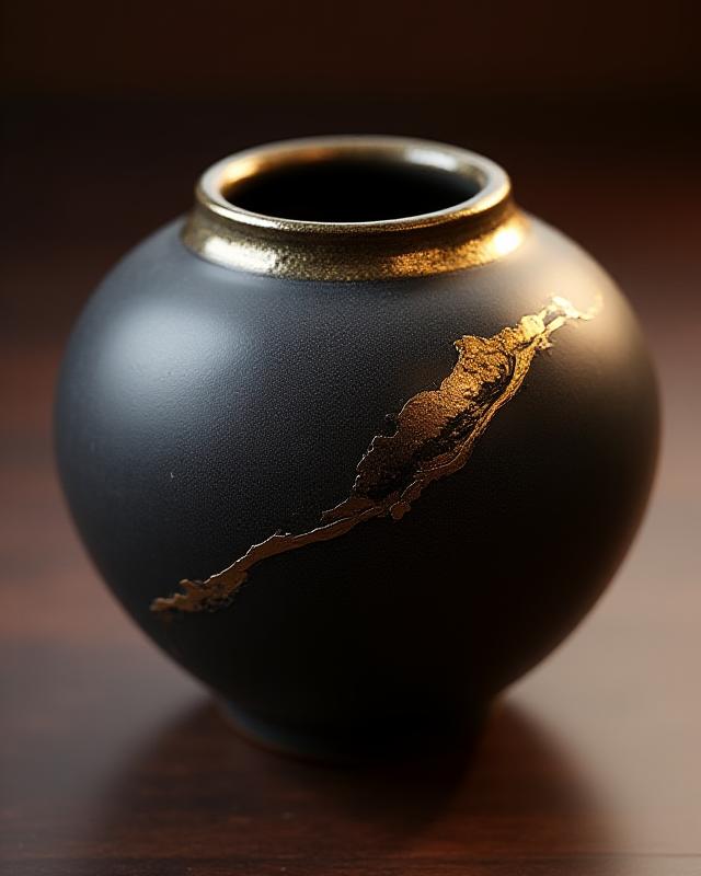 Vase med kintsugi-detaljer