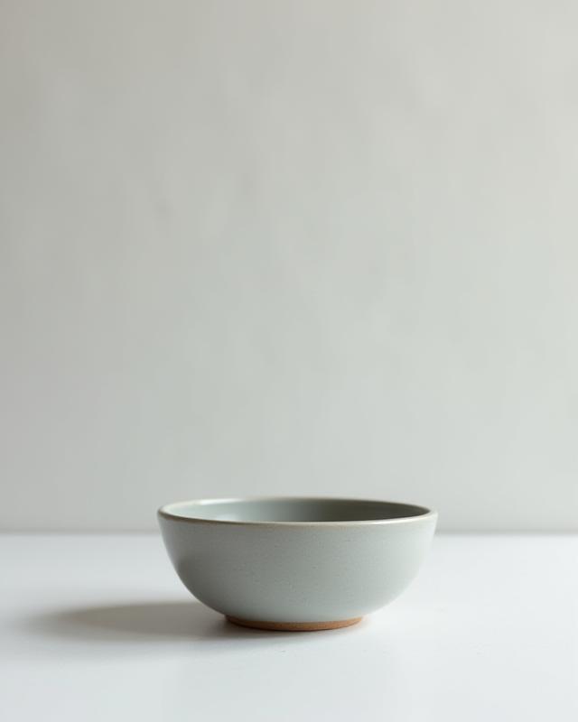 Rund, lav vase med grå glasur