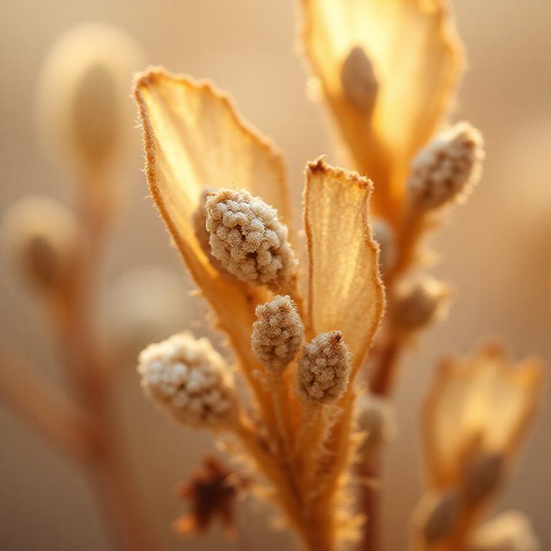 Nærbillede af teksturer i tørrede materialer som lunaria og græsser