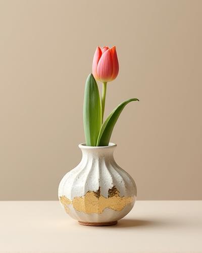 Friske blomster i asymmetrisk keramik