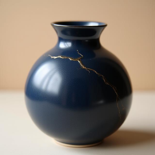Kintsugi Indigo håndlavet vase