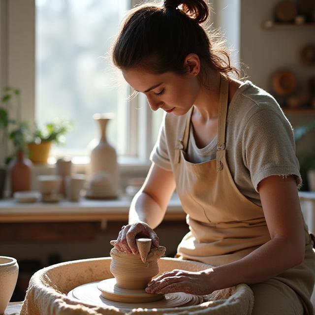 Koncentration ved drejeskiven i studiet
